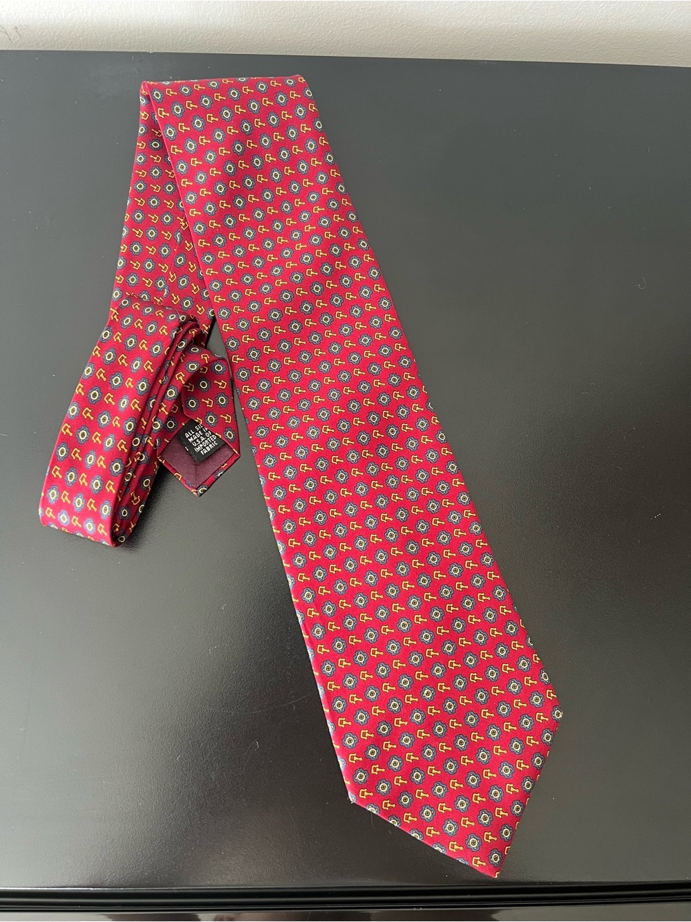 Vintage Christian Dior Monsieur All Silk Red Geometric Necktie